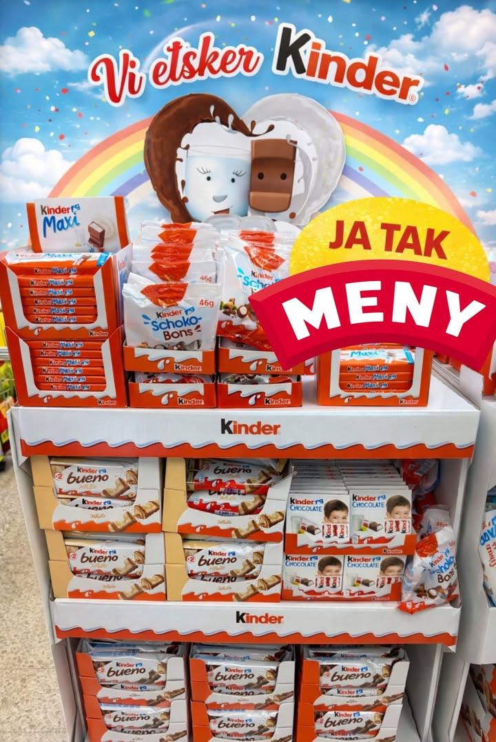 MENY Hobro holder ja tak Kinder marked med varianter til 8,95 kr.