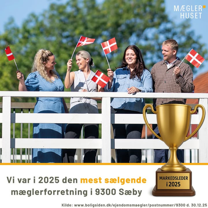 Mæglerhuset Sæby er mest sælgende mæglerforretning i 9300 Sæby i 2025
