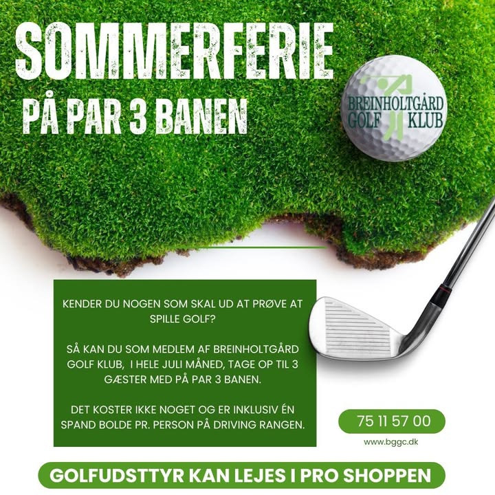 Breinholtgård Golf Klub inviterer nye spillere til gratis golf i juli