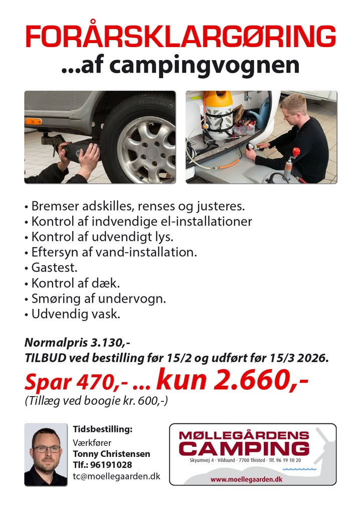 Møllegårdens Camping tilbyder rabat på forårsklargøring af campingvogne