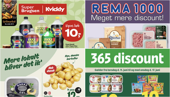 Faxe Kondi Booster til 10 kr. og dansk spidskål til 10 kr. i lokale dagligvarebutikker