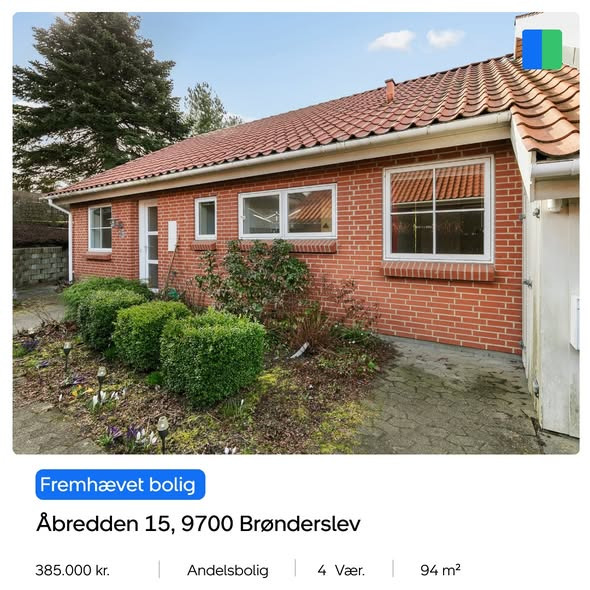 Nybolig Brønderslev & Vrå præsenterer lys 94 m² andelsbolig med carport centralt i Brønderslev