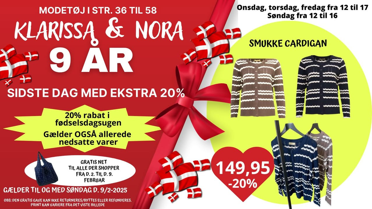 Klarissa & Nora fejrer 9 års fødselsdag med ekstra rabat og gratis net i fødselsdagsugen