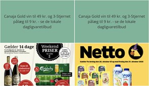 Canaja Gold vin til 49 kr. og 3-Stjernet pålæg til 9 kr. - se de lokale dagligvaretilbud