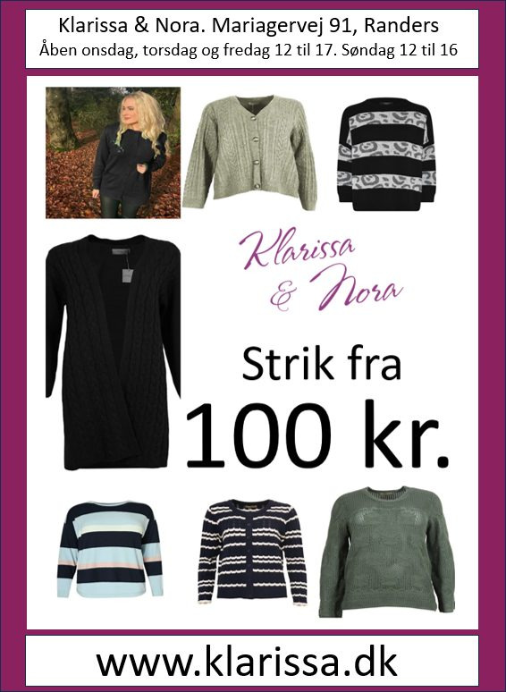 Vilde rabatter på lækkert strik hos Klarissa & Nora i Randers 
