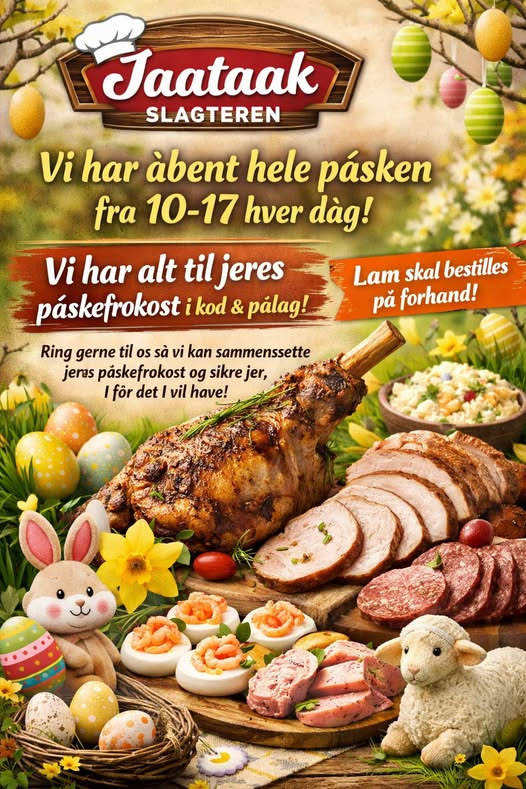 Påsketilbud og konkurrence hos Jaataak Slagteren med store besparelser og chance for at vinde gavekort