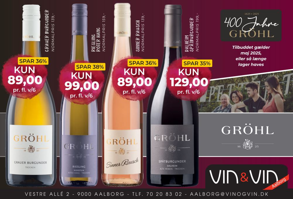 Vin & Vin Aalborg annoncerer sidste chance for tilbud på Weingut Gröhl vine