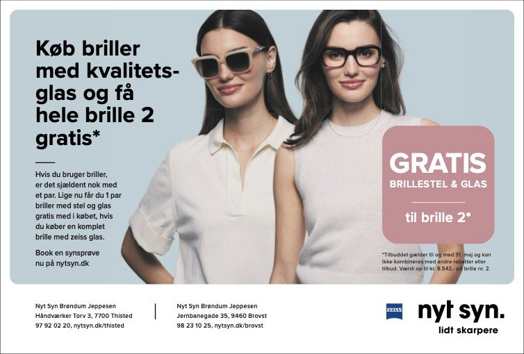 Kun to uger tilbage af 2-for-1 brilletilbud hos Nyt Syn Brøndum Jeppesen