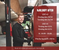 Autotekniker v/Kim Skytthe: Book tid til vinterhjulskift om aftenen