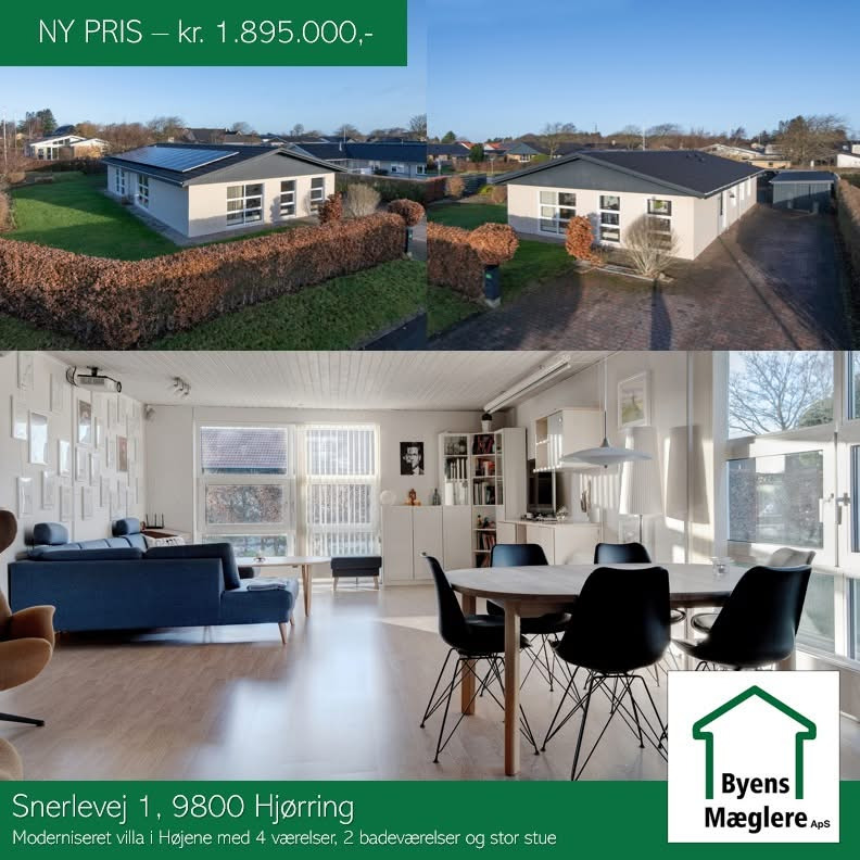 Byens Mæglere ApS annoncerer prisnedsættelse på villa i Hjørring
