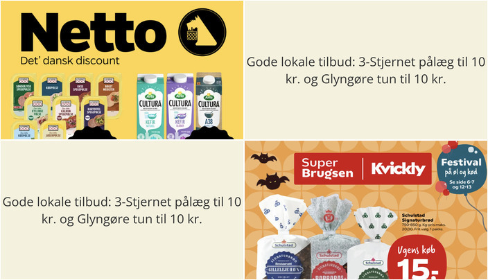 Gode lokale tilbud: 3-Stjernet pålæg til 10 kr. og Glyngøre tun til 10 kr.