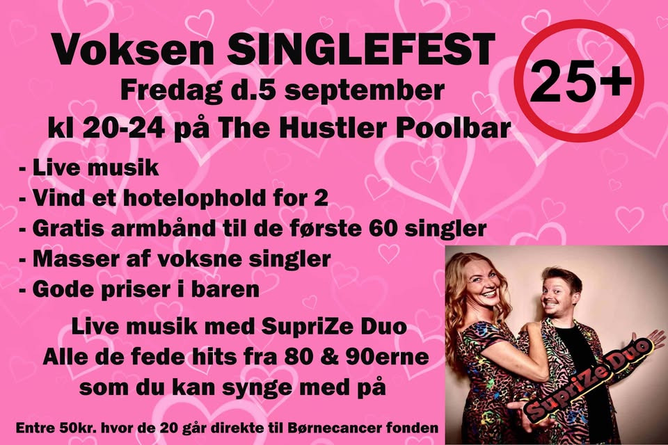 Voksen Singlefest på The Hustler Poolbar i Skive