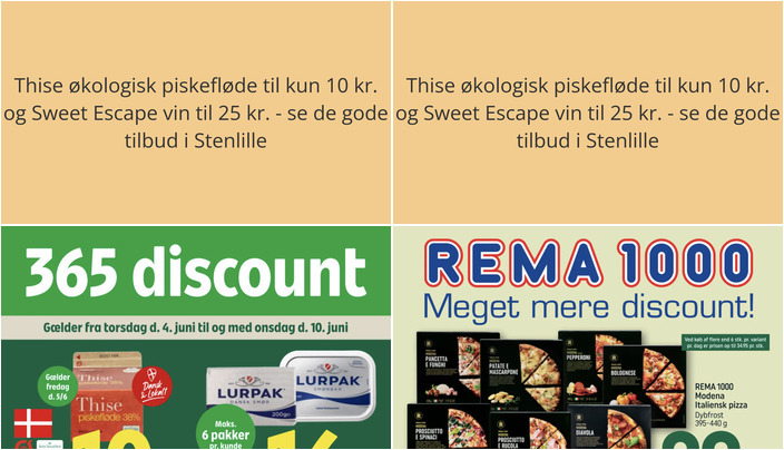 Thise økologisk piskefløde til kun 10 kr. og Sweet Escape vin til 25 kr. - se de gode tilbud i Stenlille