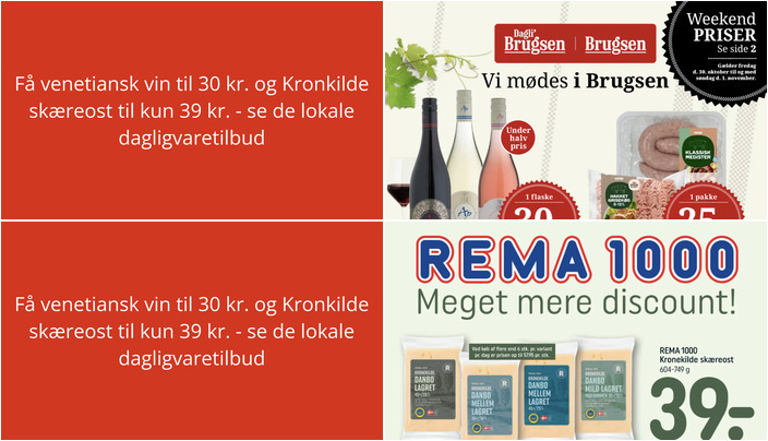Få venetiansk vin til 30 kr. og Kronkilde skæreost til kun 39 kr. - se de lokale dagligvaretilbud