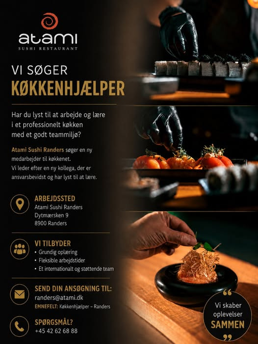Atami Sushi Randers søger køkkenhjælper til køkkenteamet