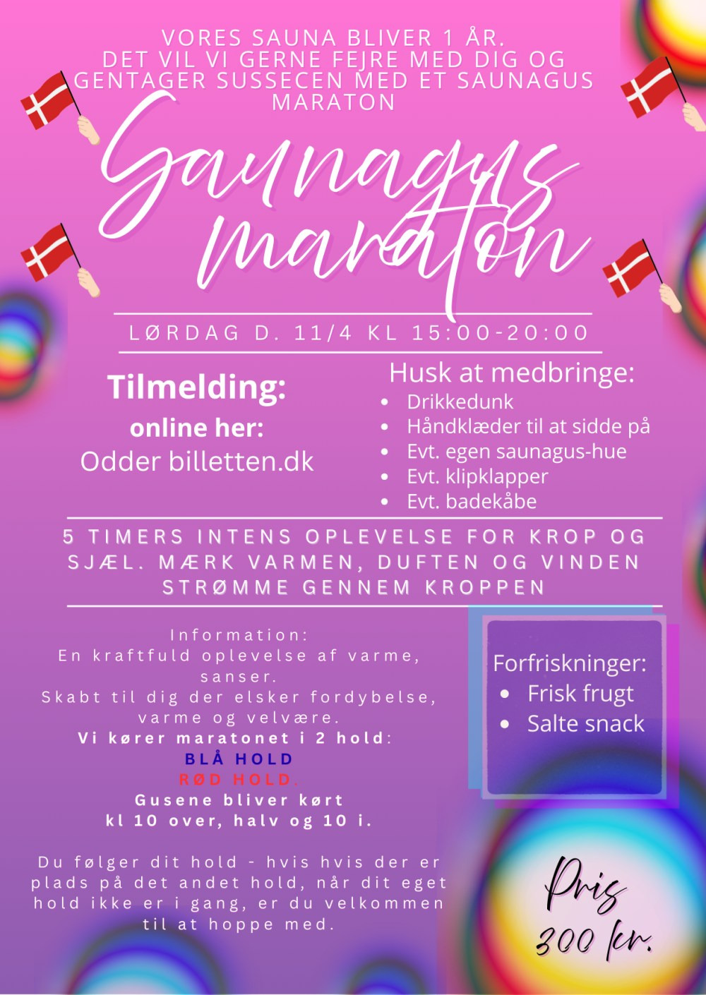 Saunagus maraton: Fejr 1-årsdagen for saunaen i Spektrum Odder Svømmehal