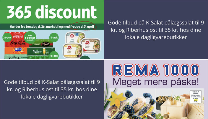 Gode tilbud på K-Salat pålægssalat til 9 kr. og Riberhus ost til 35 kr. hos dine lokale dagligvarebutikker