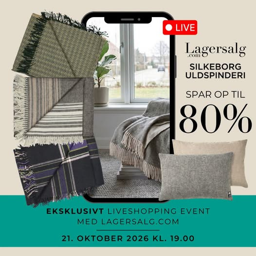 Lagersalg.com holder eksklusiv liveshopping med op til 80% på uldplaider og puder