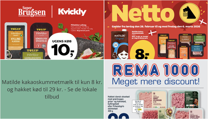 Matilde kakaoskummetmælk til kun 8 kr. og hakket kød til 29 kr. - Se de lokale tilbud