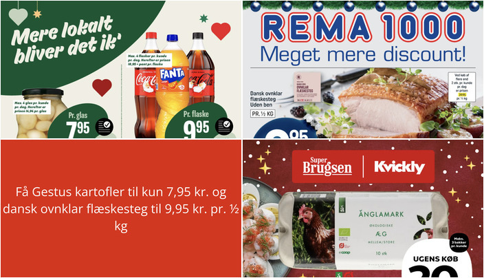 Få Gestus kartofler til kun 7,95 kr. og dansk ovnklar flæskesteg til 9,95 kr. pr. ½ kg