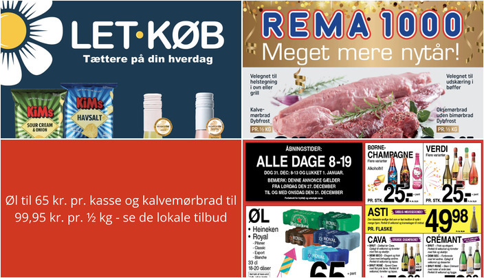 Øl til 65 kr. pr. kasse og kalvemørbrad til 99,95 kr. pr. ½ kg - se de lokale tilbud