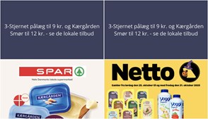 3-Stjernet pålæg til 9 kr. og Kærgården Smør til 12 kr. - se de lokale tilbud