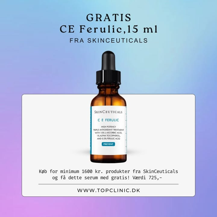 Top Clinic tilbyder gratis serum ved køb af SkinCeuticals produkter for 1600 kr.