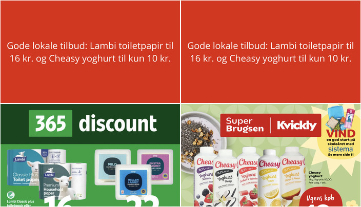 Gode lokale tilbud: Lambi toiletpapir til 16 kr. og Cheasy yoghurt til kun 10 kr.