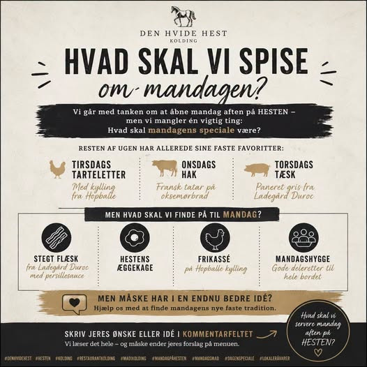 Den Hvide Hest Kolding søger idéer til mandagens speciale