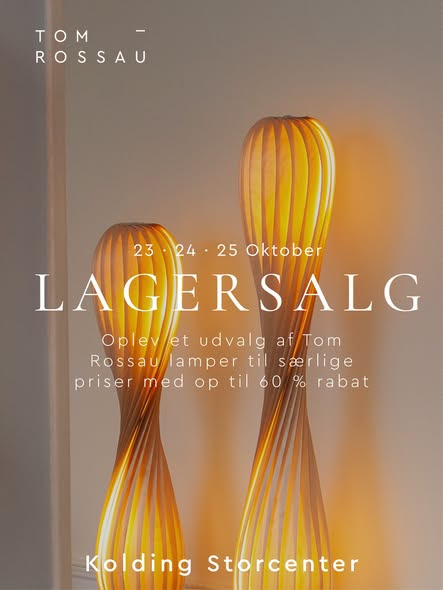 Lagersalg.com holder Tom Rossau lagersalg i Kolding i uge 43 med op til 60% rabat