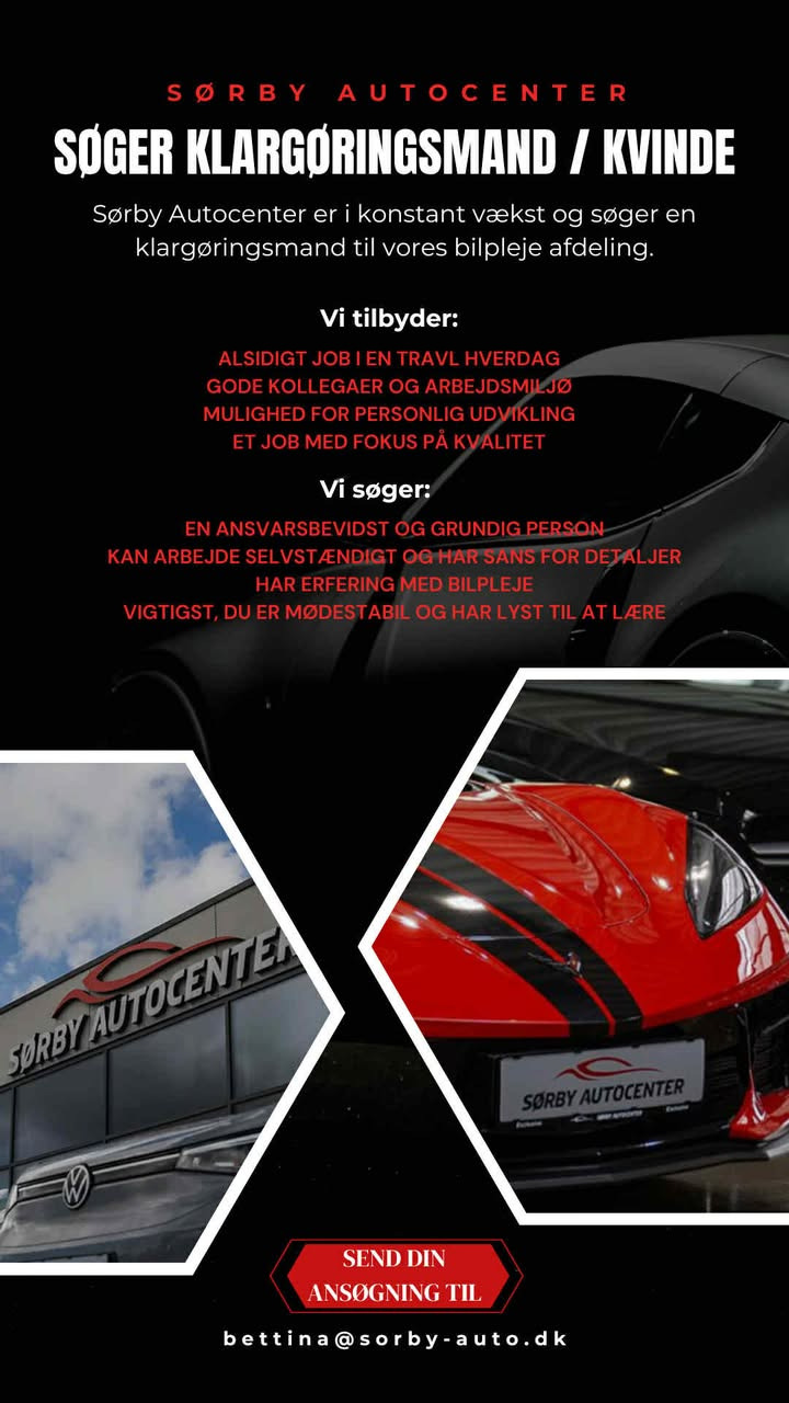 Sørby Autocenter søger klargøringsmedarbejder til bilplejeafdelingen