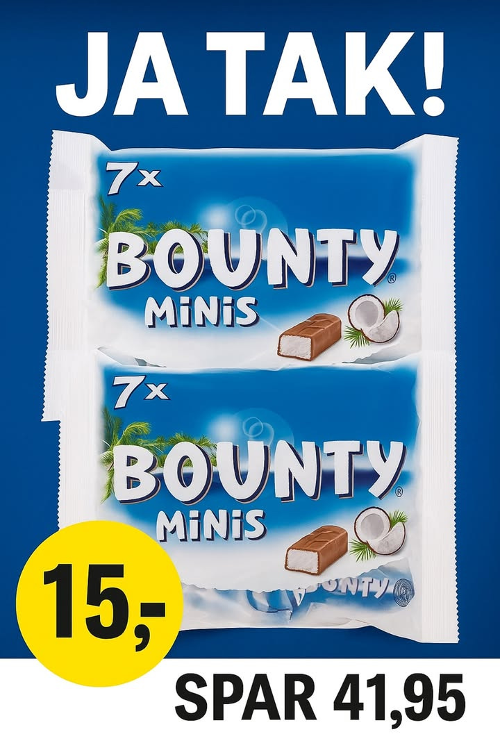 Eksklusivt tilbud fra MENY Hobro: Bounty minis til kun 15 kr. pr. stk.