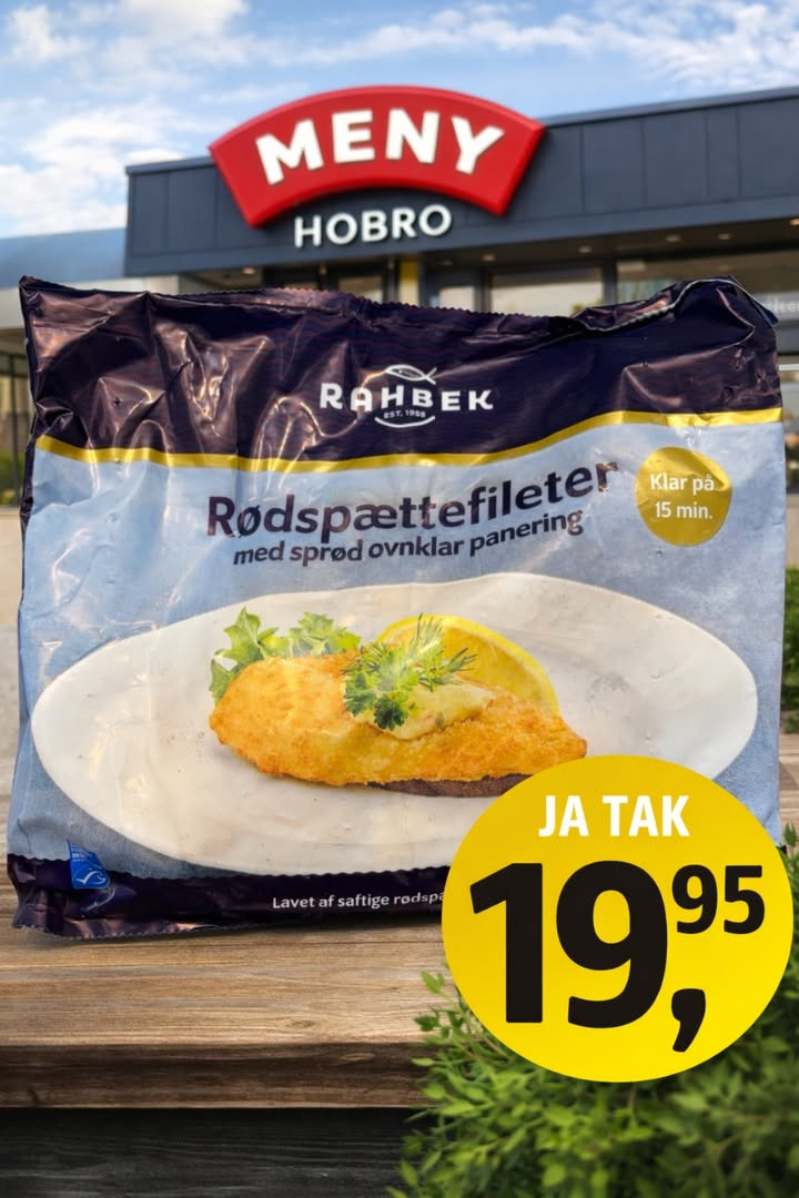 Meny Hobro tilbyder billig Rahbek fiskefilet til afhentning på lørdag