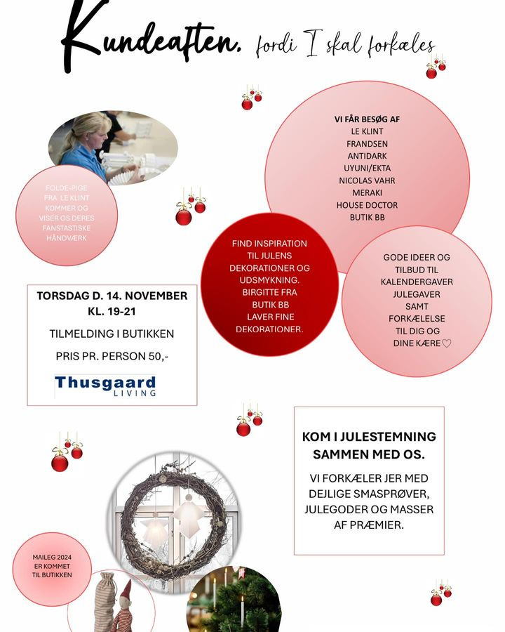 Thusgaard Living inviterer til kundeaften med gæster og gode tilbud på julegaver