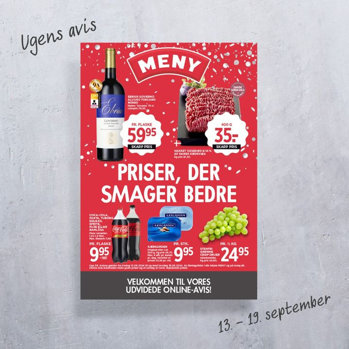 Meny Hjerting: Denne uges avis byder på lækre tilbud på Coca-Cola, Lavazza og tærter