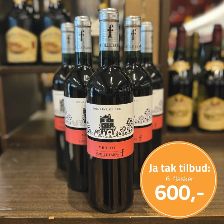 Pedersborg Vin tilbyder seks flasker Merlot for 600 kr. i denne uge