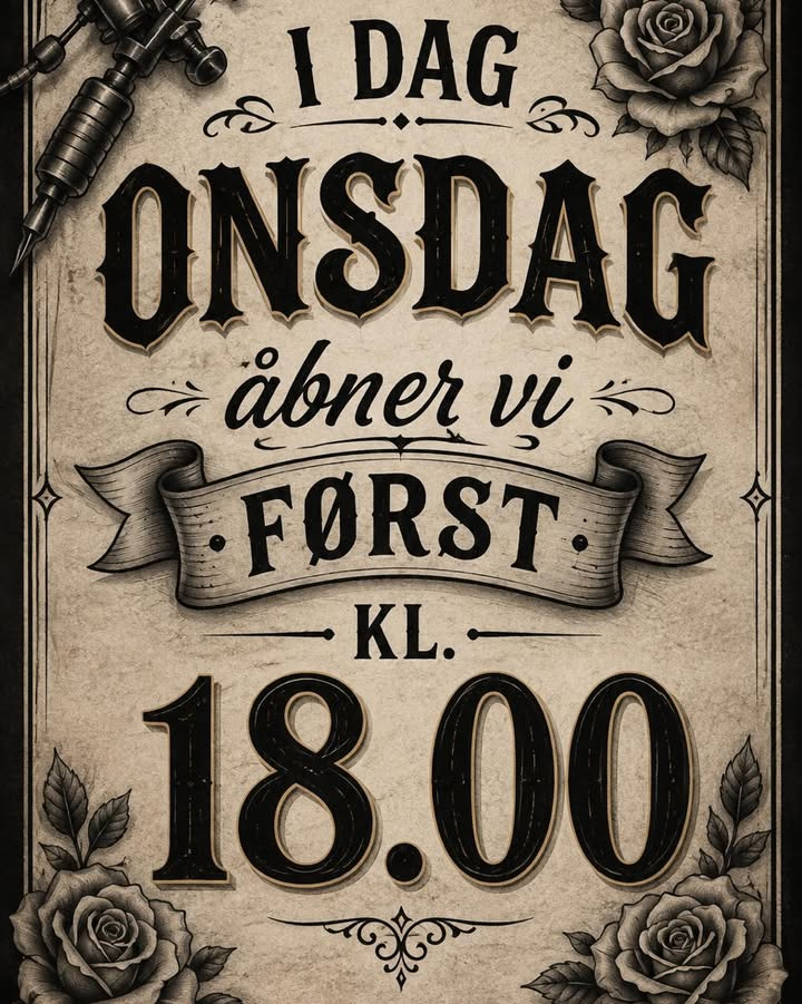 Skin & Colors Tattoo ApS åbner først kl. 18.00 i dag