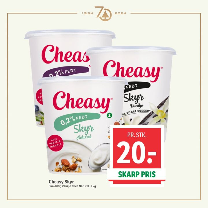 Cheasy skyr til tilbudspris hos SPAR Skallerup A/S i uge 40
