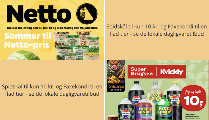 Spidskål til kun 10 kr. og Faxekondi til en flad tier - se de lokale dagligvaretilbud