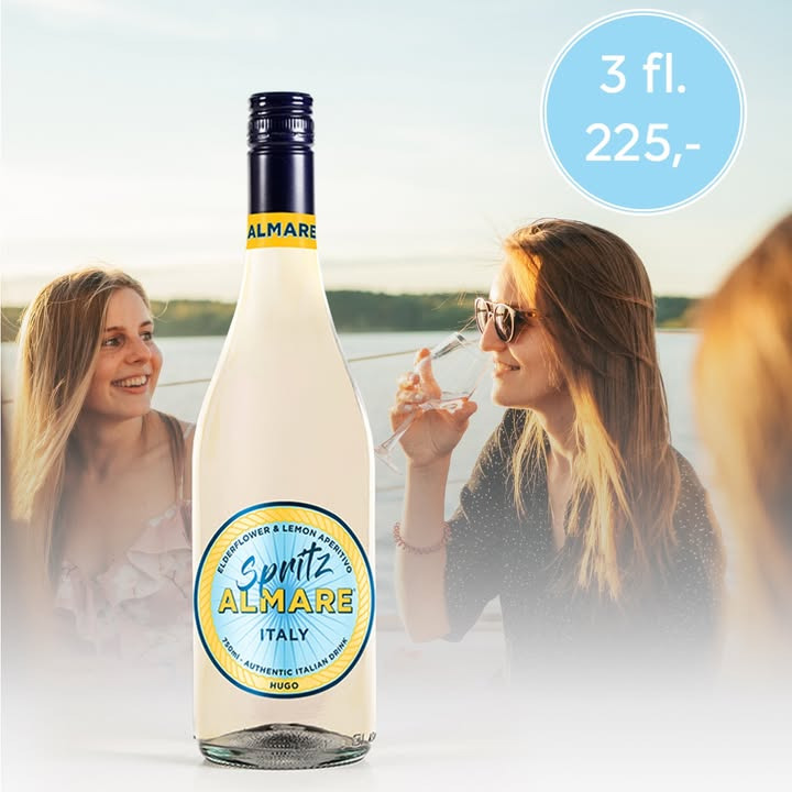Lahvino Wine & Spirits tilbyder 3 flasker Hugo Almare Spritz til 225 kr.