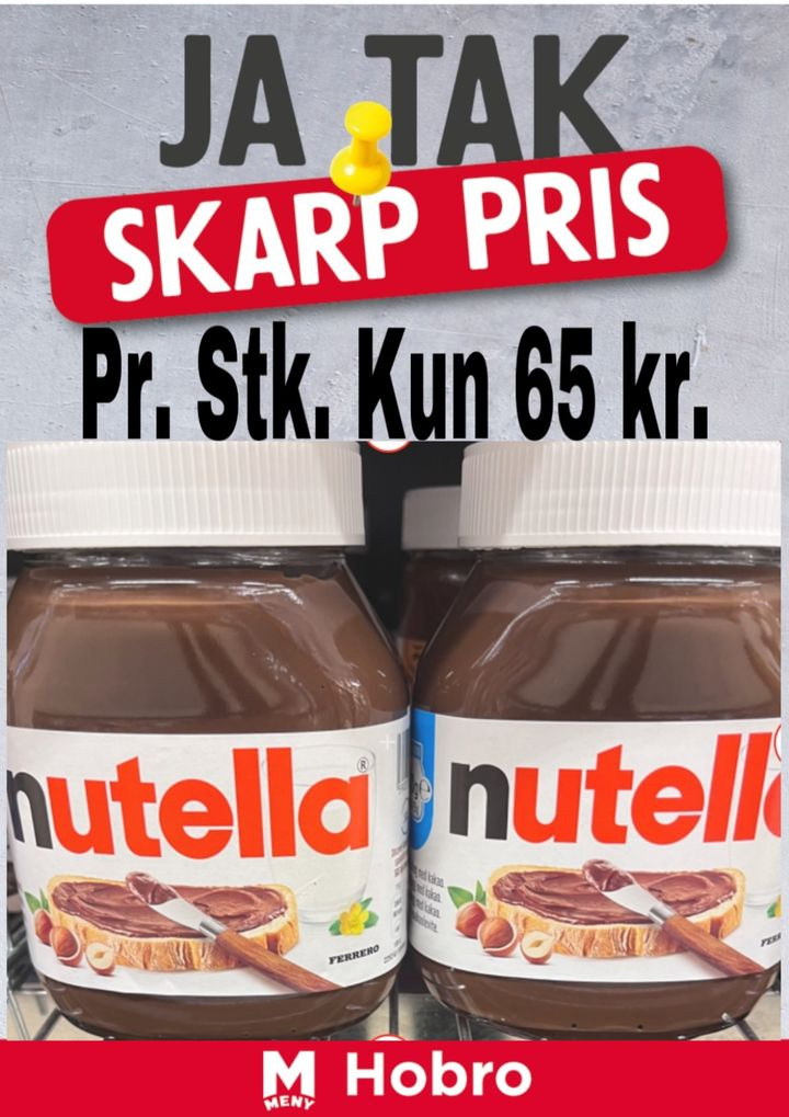 Meny Hobro tilbyder stor Nutella til nedsat pris