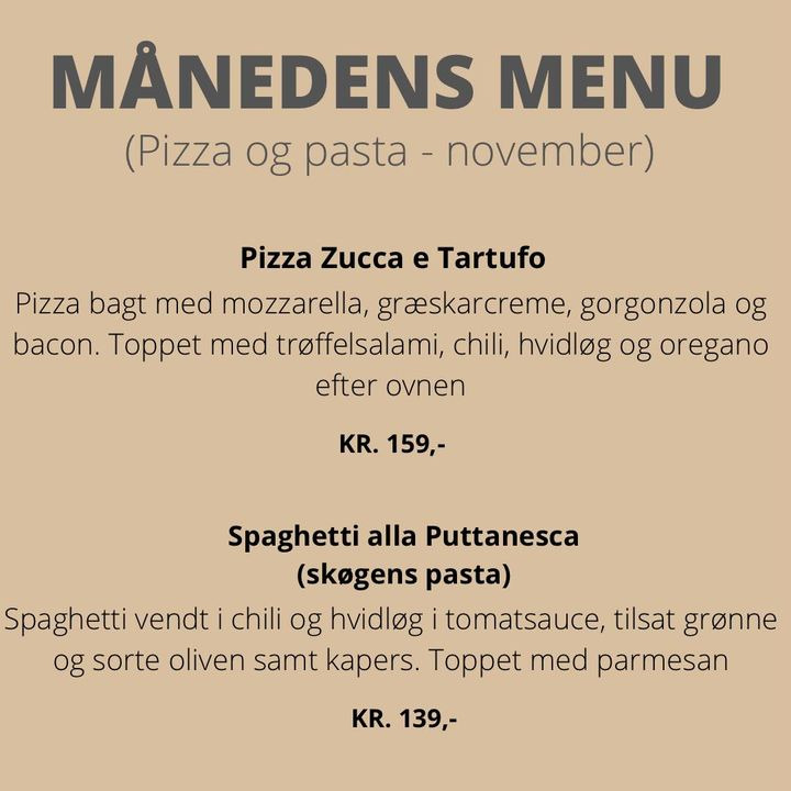 Da Angelino Pizza og Pasta præsenterer novembermenuen fyldt med efterårssmage