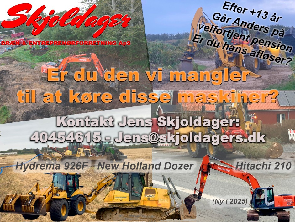 Skjoldager Dræn- & Entreprenørforretning ApS søger afløser for pensioneret maskinfører