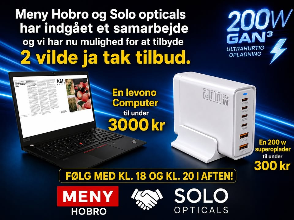MENY Hobro tilbyder ja tak-tilbud på computer og 200 w superoplader