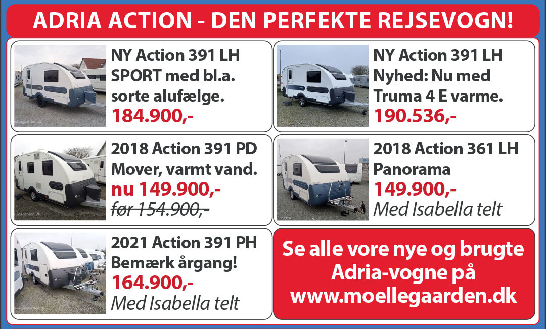 Møllegårdens Camping præsenterer Adria Action som den perfekte rejsevogn