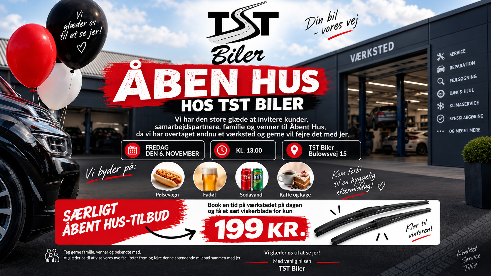 TST Biler fejrer nyt værksted med åbent hus og gode tilbud