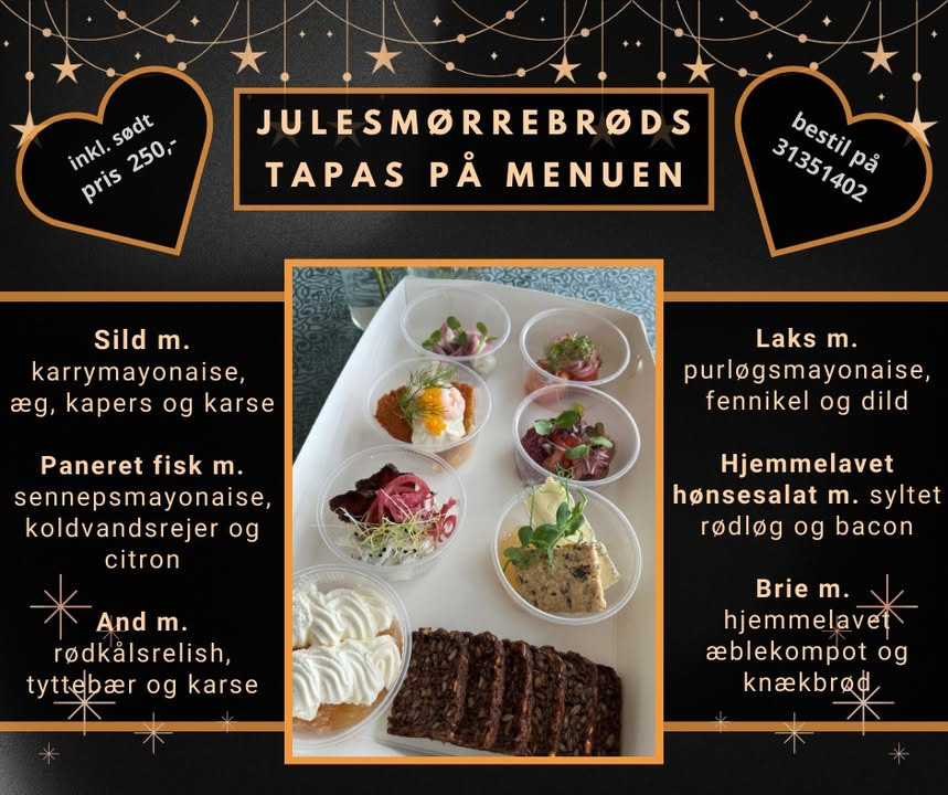 Den Brændende Kærlighed tilbyder julesmørrebrøds tapas på menuen