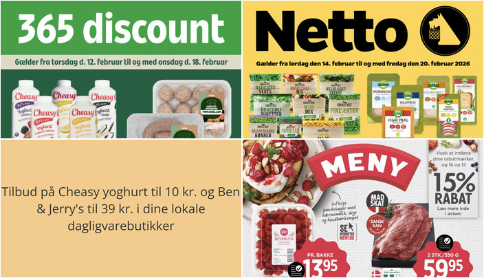 Tilbud på Cheasy yoghurt til 10 kr. og Ben & Jerry's til 39 kr. i dine lokale dagligvarebutikker