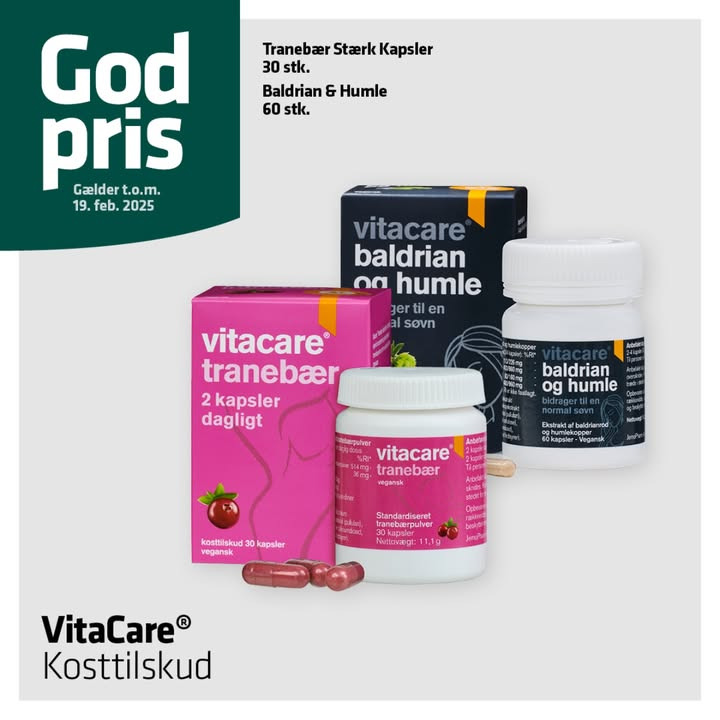 Ekstra god pris på VitaCare kosttilskud hos Vejlby Apotek