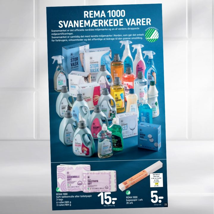 Rema1000 Gærumvej fremhæver svanemærkede varer som led i grøn omstilling